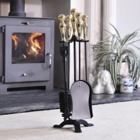 Traditional Polished Brass & Black Companion Set 56cm