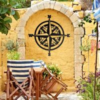 Compass Wall Art in Situ on a Yellow Wall