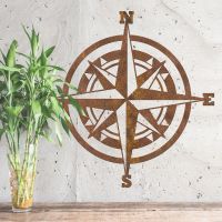 Compass Wall Art in Situ on a Grey Wall