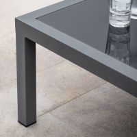 Close-up of the Corner of the Contemporary Aluminium Table 