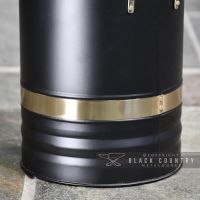close-up of the Black Finish with Brass Rim