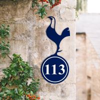 Bespoke Contemporary Cockerel Iron House Number Sign in Situ