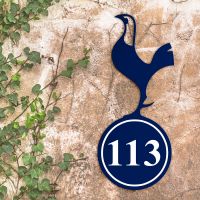 Contemporary Cockerel Iron House Number Sign in Situ on a Rustic Wall 