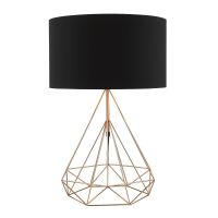 Copper Contemporary Table Lamp with Black Lamp Shade