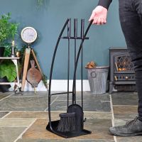 Contemporary Curved Fireside Companion Set to Scale