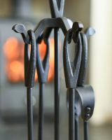 Close-Up of Contemporary Loop Handle Companion Set in Black 59cm