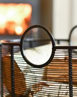 Close Up Of Black Contemporary "Oval" Design Log Holder Handle