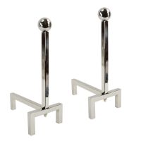 Contemporary Polished Steel Fire Dogs
