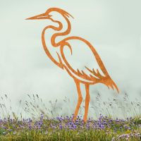 Contemporary Style Heron Sheet Steel Silhouette in Rustic Finish