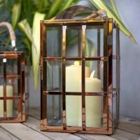Outdoor Candle Holder in a Copper Effect Finish