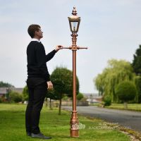 Copper Harrogate Lantern on Rose Gold finished cast iron lamp post Scale Shot