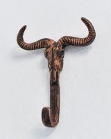 Angled view of copper detail rustic charm coat hook