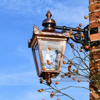 Copper Top Fixed Wall Lantern On Corner Bracket
