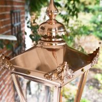 Close-up of the Copper Lid of the Chain Hanging Porch Lantern