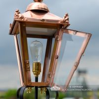 Front Opening Door on the Copper Victorian Pillar Light and Lantern Set