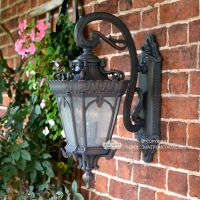 "Cotsworld Collection" Ornate Top Fix Wall Lantern in an Antique Bronze Finish