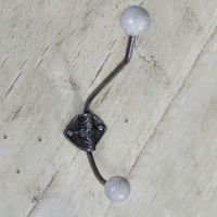 Large Iron Coat Hook With Cracked Ceramic Tips