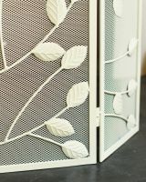 Close-Up of Cream Rectangular Three Fold Fire Guard with Leaf Pattern