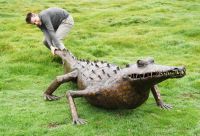 “Tic-Tocadile” Iron Garden Sculpture of an American Crocodile