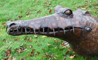 “Tic-Tocadile” Iron Garden Sculpture of an American Crocodile