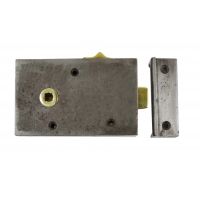 Cast Iron Rim Lock With Brass Draw Bolt & Keeper Plate