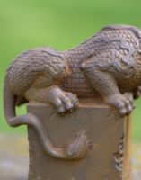 Unique Cast Iron Curious Dragon Garden Sculpture