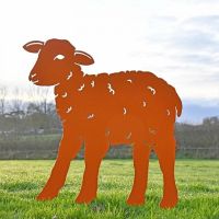 Iron Curly Lamb Silhouette in Orange