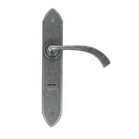 Curved Pewter Medieval Lever Handle With Bathroom Lock