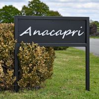Standing House Name Sign in Situ in the Garden