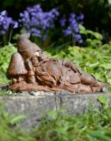 Quirky Cast Iron Relaxing Gnome Sculpture