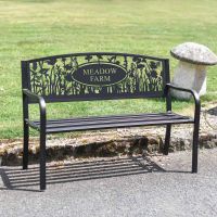 Meadow Iron & Steel Park Bench with Personalised Text Option