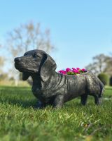 Dachshund garden planter with flowers