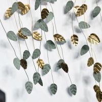 Dangling Leaves Wall Art Finished in Gold and Green
