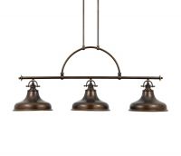 "Winchester Crown" Dark Bronze Three Light Pool Table Style Lights