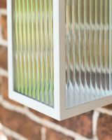 Davenport Ribbed Glass White Wall Light Diffuser and Frame Close Up