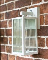 Davenport Ribbed Glass White Wall Light Three Quarter View