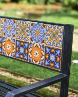 Close-Up of Backplate and Armrest for Deluxe "Blue Marine" Steel Two Seater Park Bench in Black