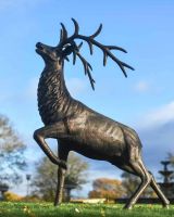 Deluxe Antique Bronze "Goliath" Stag Garden Sculpture in Situ