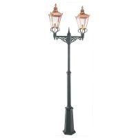 Deluxe Cast Aluminium & Solid Copper Twin Head Adjustable Lamp Post - 2.2m - 3.2m