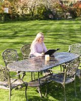 Scale Shot of Deluxe Cast Aluminium "Acropolis" Six Seater Table & Chair Set