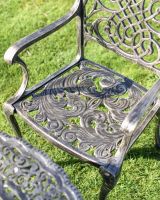 Close-Up of Patterned Seat for Deluxe Cast Aluminium "Acropolis" Six Seater Table & Chair Set