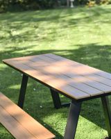 Close-Up of Deluxe Contemporary "Westfield" Four Seater Park Bench in Situ