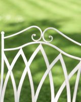 Extreme Close-Up of Backrest for Chairs on Deluxe Scylla Classic Outdoor Two Seater Bistro Set in Antique White