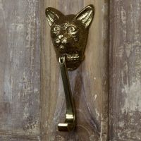 Polished Brass Cat Head Door Knocker