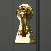 Polished Brass Key Door Knocker with Back Plate
