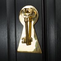Polished Brass Key Door Knocker with Back Plate