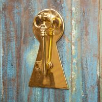 Polished Brass Key Door Knocker with Back Plate