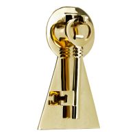 Polished Brass Key Door Knocker with Back Plate