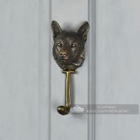 Corgi Dog Door Knocker in Situ on a Grey Door