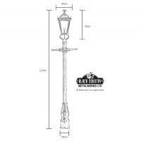 Dimensions of the 3.25m Dorchester Lamp Post & Lantern Set 